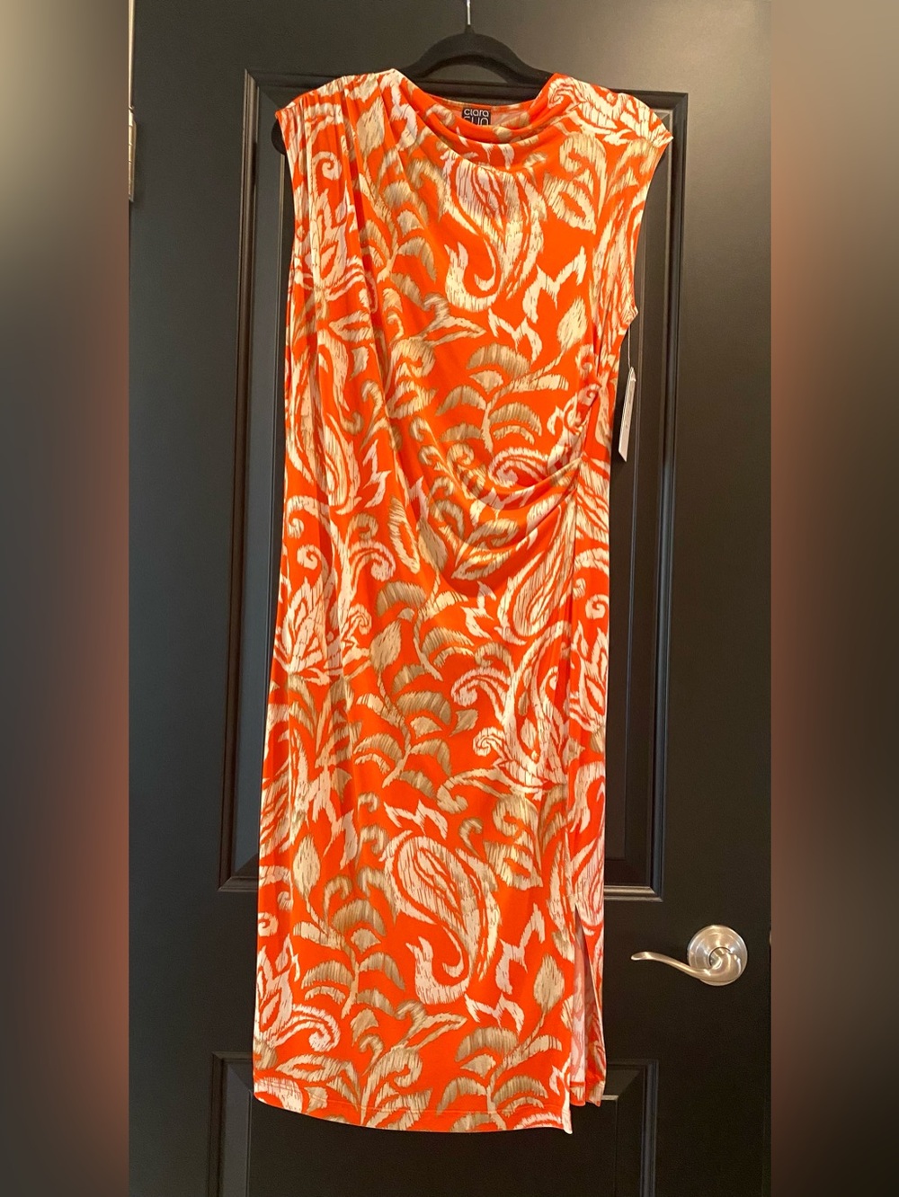 Clara Sun Woo Orange and Cream Abstract Maxi